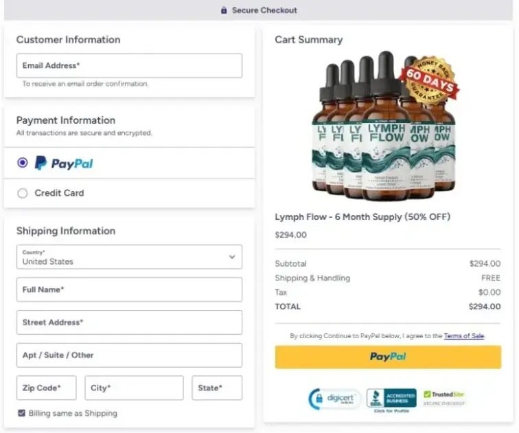 Lymph Flow secure payment